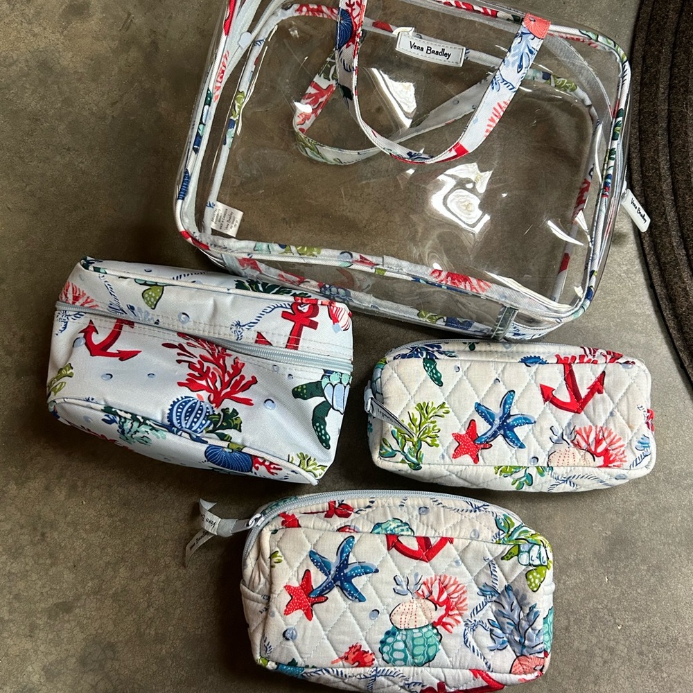 Vera Bradley Anchor Away Print Clear Bag Set